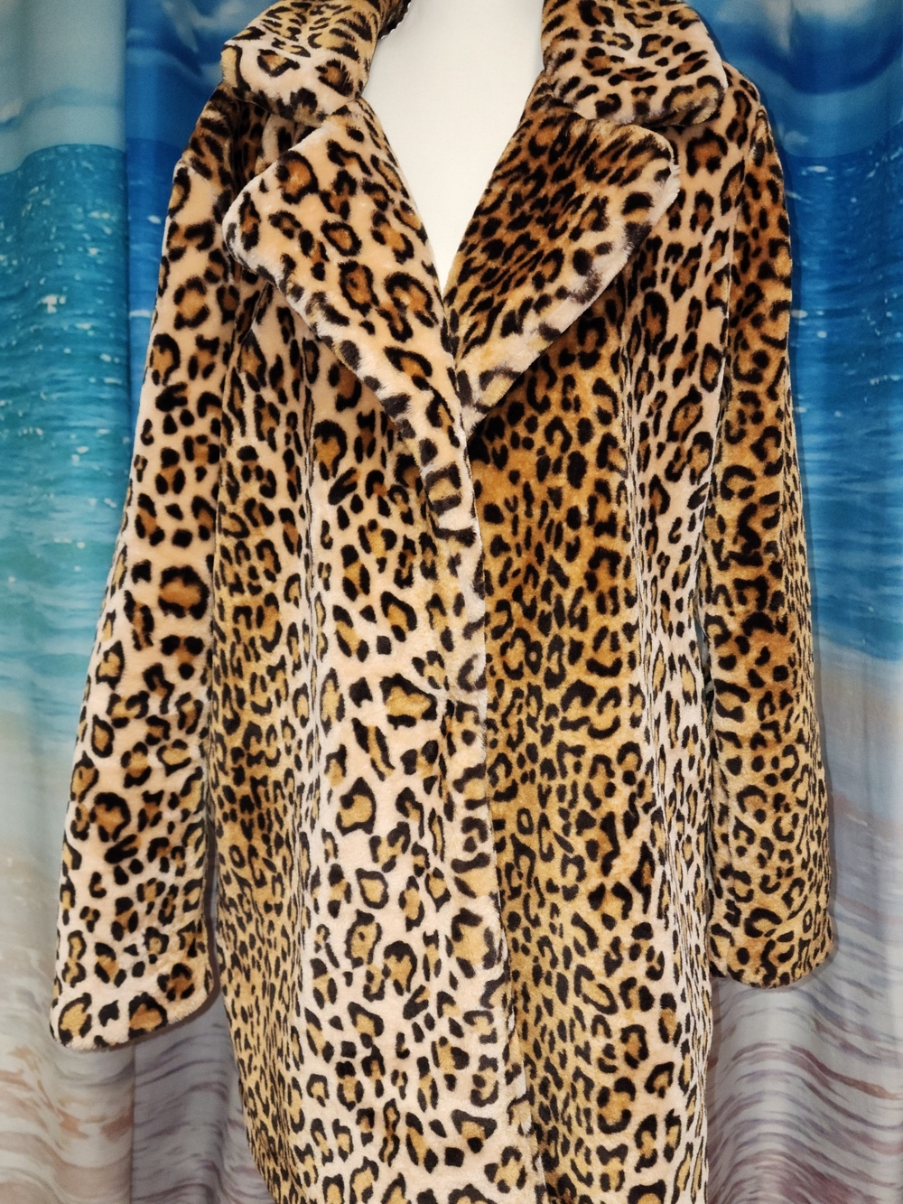 Nasty Gal Leopard Print Teddy Coat in Tan and Black